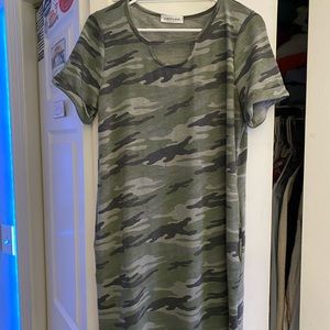 Army Patterned t Shirt Dress with Pockets